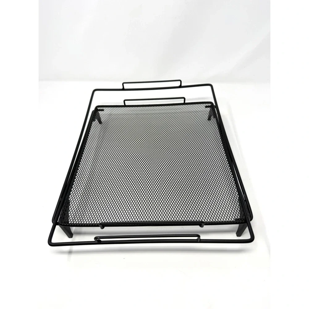 Black Metal Mesh Collapsible Locker Shelf Folding Storage Organizer 12 Inch Tall